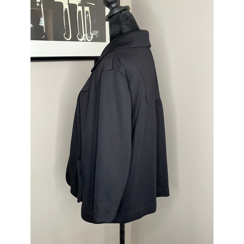 Sandro Sportswear‎ Cropped Lined Button Front Swing Jacket Women's Black Size 1X - Picture 2 of 5